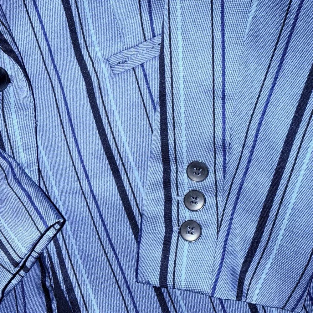 Vince Camuto Striped Single Button Blazer Glacier Valley Blue Size 2 - Picture 5 of 5